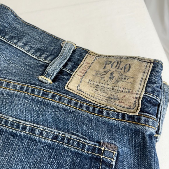 Polo Ralph Lauren Mens 018‎ Slim Straight Jeans 38x30 (38x27) Distressed Denim - Picture 3 of 10